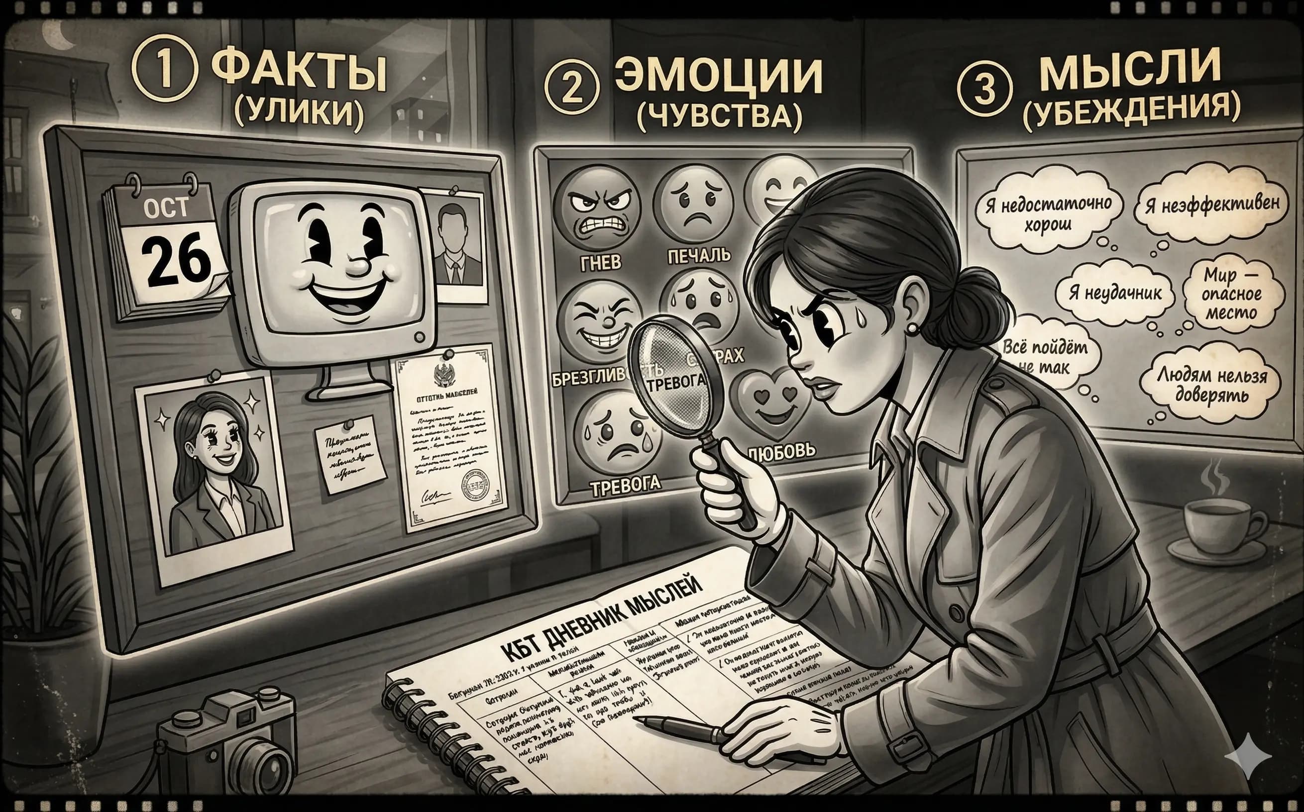 Дневник мыслей в КПТ: от фиксации к когнитивной реструктуризации
